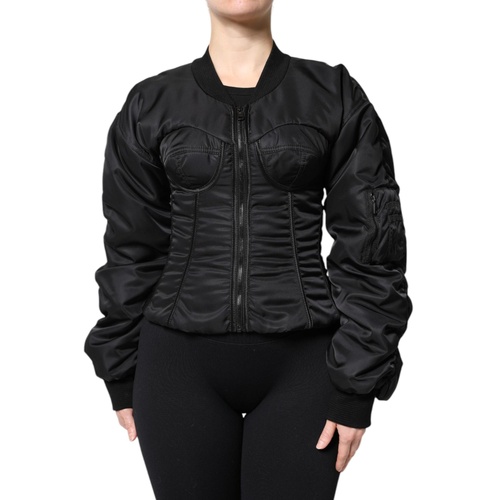 Dolce & Gabbana Women's Black Nylon Full Zip Bustier Corset Jacket - 40 IT - Main Image