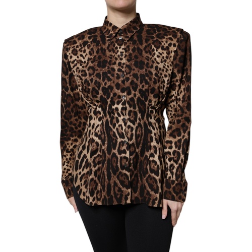 Dolce & Gabbana Women's Brown Leopard Silk Button Down Coat Jacket - 42 IT - Main Image