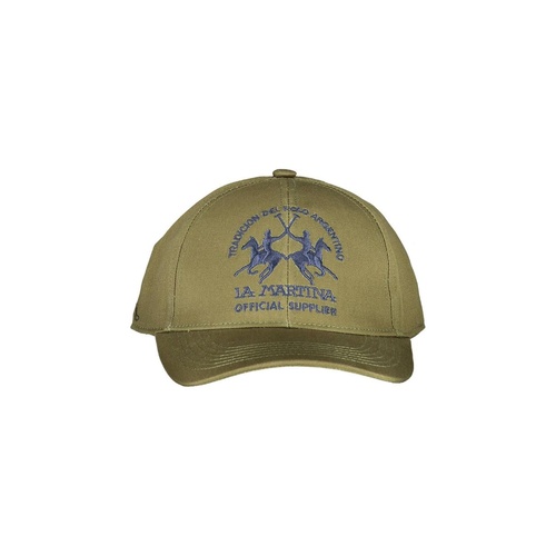 La Martina Men's Elegant Embroidered Green Cotton Visor Hat - One Size - Main Image