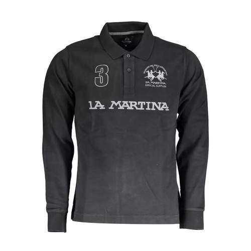 La Martina Men's Black Cotton  Polo Shirt - L - Main Image