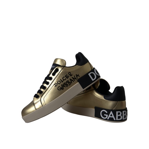 Dolce & Gabbana Women's Gold Portofino Calf Leather Sneakers  Shoes - 37 EU - Main Image