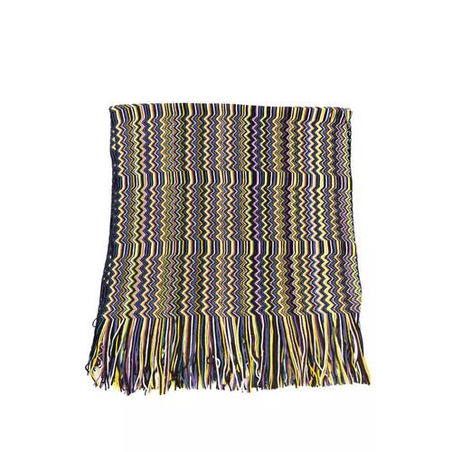 Fringed Geometric Fantasy Scarf with Multicolor Design One Size Women - Main Image