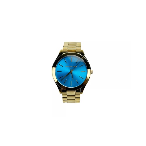 Michael Kors Unisex's Slim Runway Stainless Steel Watch MK3265 Blue Gold - One Size - Main Image