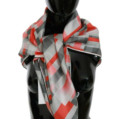 C’N’C COSTUME NATIONAL Gray Red Checkered Silk Scarf One Size Women - Main Image