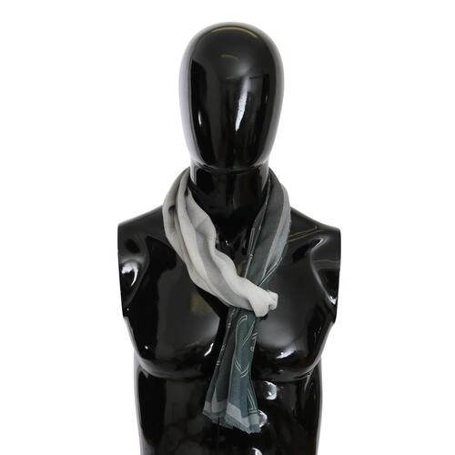 GF FERRE Blue Gray Patterned Scarf One Size Women - Main Image
