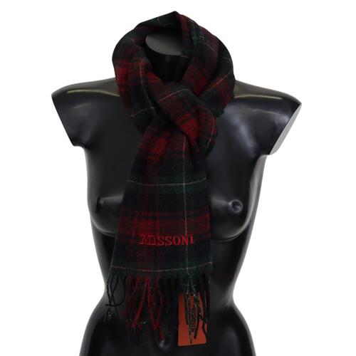 Missoni Check Pattern Virgin Wool Scarf with Fringes One Size Men - Main Image