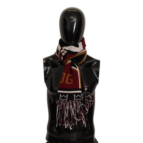 Dolce & Gabbana Multicolor Wool Scarf with DG King Lettering and Crown One Size Men - Main Image