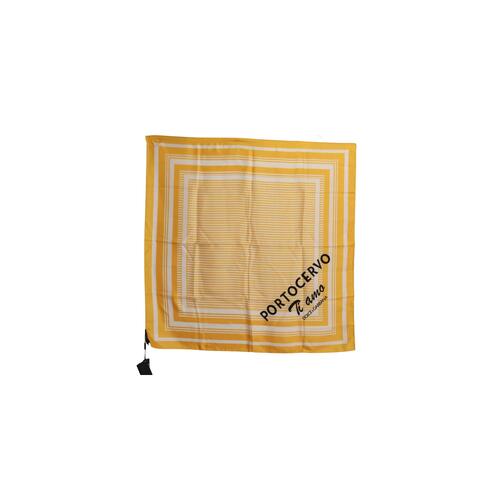 Striped Square Silk Scarf with Portocervo Print One Size Women - Main Image