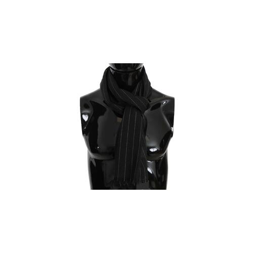 100% Silk Mens Scarf Wrap with Fringes and Logo Details One Size Men - Main Image