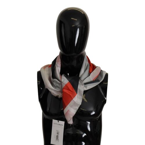 Costume National Women's Gray Red Silk Shawl Foulard Wrap Scarf - One Size - Main Image