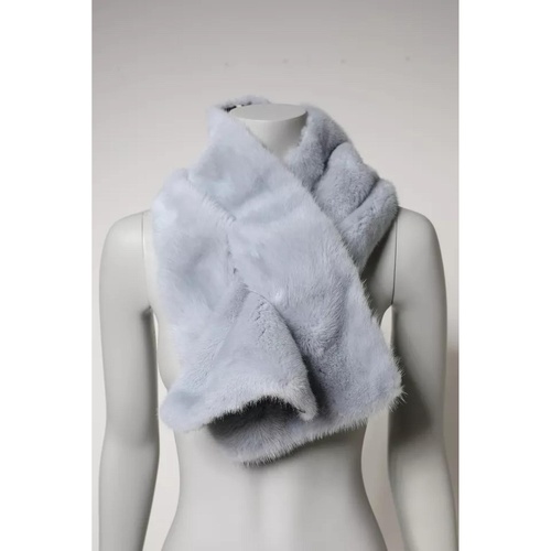 Dolce & Gabbana Women's Powder Blue Mink Fur Neck Warmer Scarf - One Size - Main Image