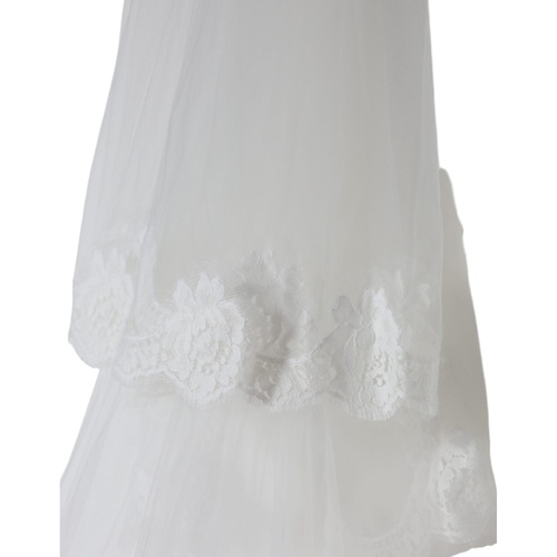 Dolce & Gabbana Women's White Floral Lace Nylon Floor Length Wedding Veil - One Size - Main Image