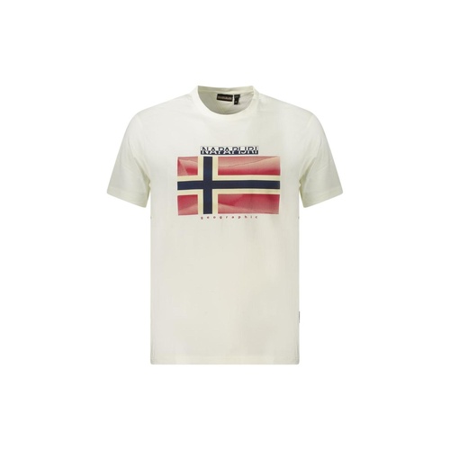 Napapijri Men's White Cotton  T-Shirt - M - Main Image