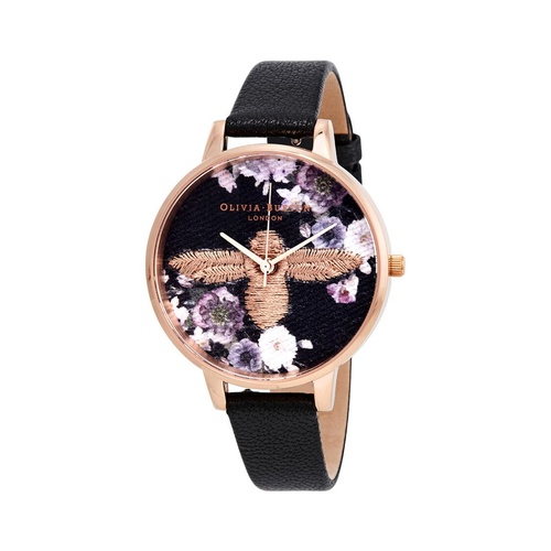 Olivia Burton Women's Black Synthetic Leather Watch - One Size - Main Image