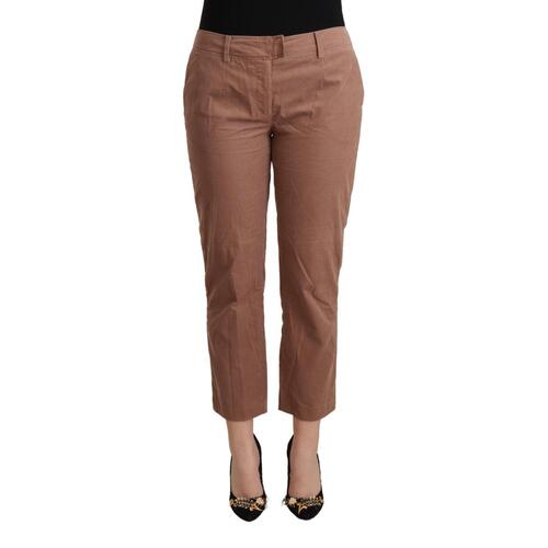 100% Authentic COSTUME NATIONAL Mid Waist Cotton Tapered Cropped Pants with Logo Details 38 IT Women - Main Image