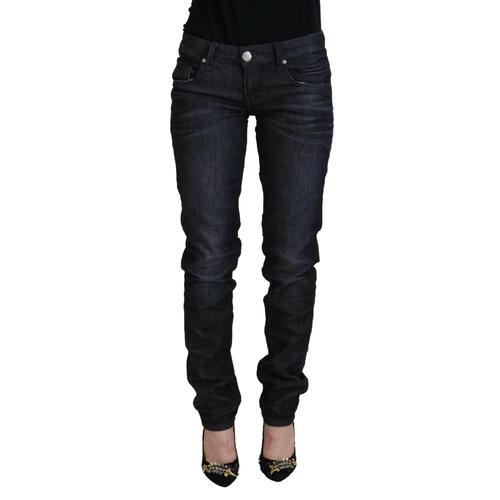 Low Waist Straight Denim Pants with Logo Details W26 US Women - Main Image