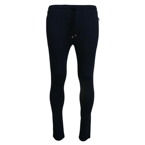 Blue Track Casual Sweatpants with Logo Details by Dolce & Gabbana 46 IT Men - Main Image