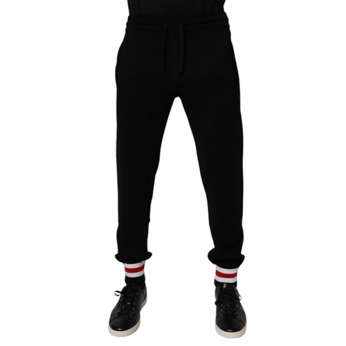 Dolce & Gabbana Men's Black Wool Mid Waist Jogger Sweatpants Pants - 48 IT - Main Image