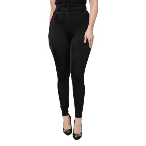 Dolce & Gabbana Women's Black Nylon High Waist Slim Fit Pants - 40 IT - Main Image