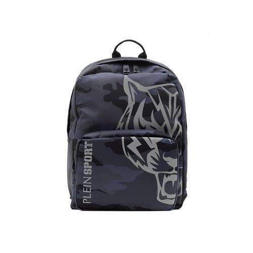 Grey Plein Sport Backpack with Tiger Face Print One Size Men - Main Image