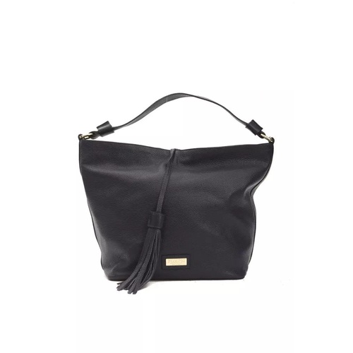 Pompei Donatella Women's Chic Gray Leather Shoulder Bag with Logo Detailing - One Size - Main Image