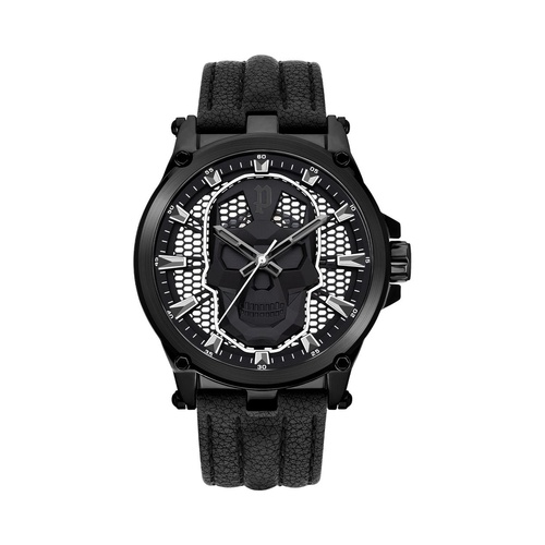 Police Men's Black Leather Watch - One Size - Main Image