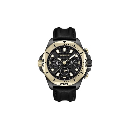 Police Men's Black Leather Leather Watch - One Size - Main Image