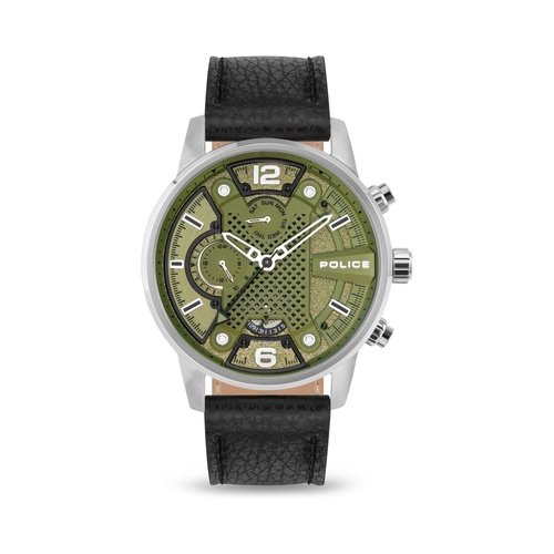 Police Men's Black Leather Watch - One Size - Main Image
