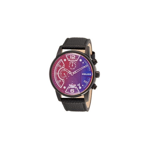 Police Men's Black Leather Watch - One Size - Main Image