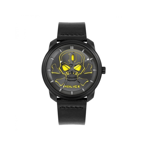 Police Men's Black Leather Watch - One Size - Main Image