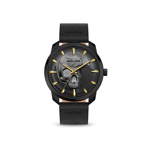 Police Men's Black Leather Watch - One Size - Main Image