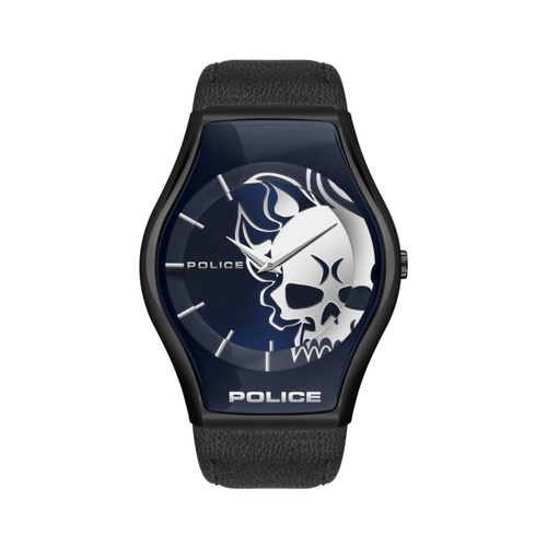 Police Men's Black Leather Watch - One Size - Main Image