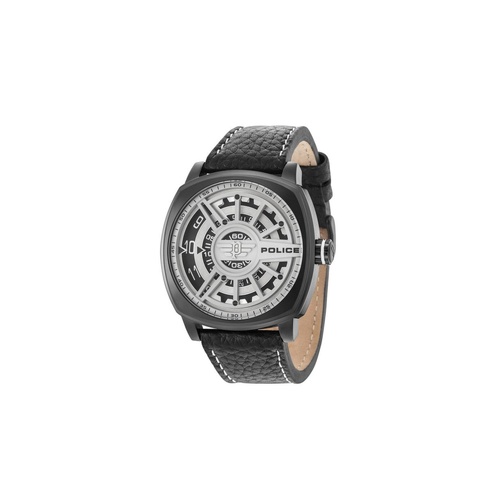 Police Men's Black Leather Watch - One Size - Main Image