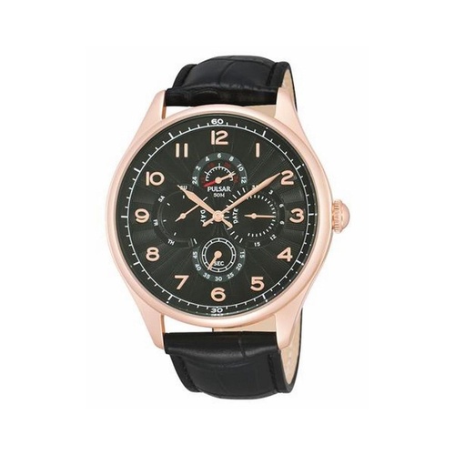 Pulsar Men's Black Leather Watch - One Size - Main Image