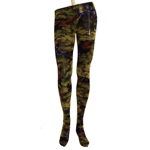 Nylon Micro Mesh Tights with All-Over Grapes Print M Women - Main Image