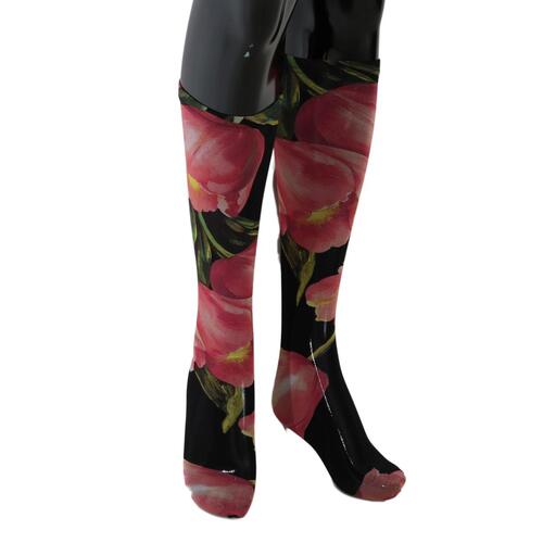 Floral Stretch Stockings with Logo Details S Women - Main Image