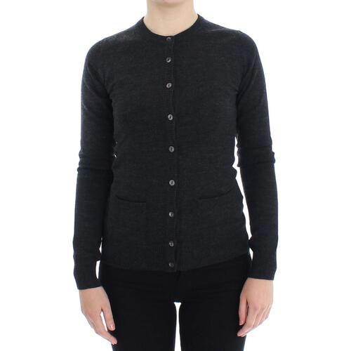 Gray Wool Cardigan Sweater with Logo Details 38 IT Women - Main Image
