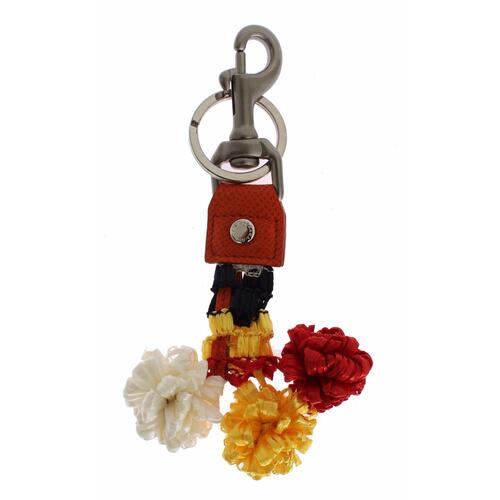 Dolce & Gabbana Women's Red White Raffia Leather Clasp Finder Keyring Keychain - One Size - Main Image