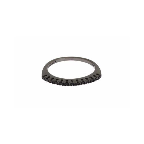 100% Authentic NIALAYA Sterling Silver Ring with Black CZ Crystals 47 EU Women - Main Image