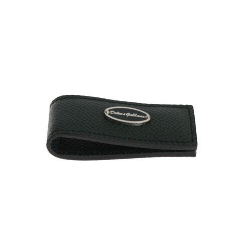 Authentic Dolce & Gabbana Green Leather Money Bar Clip One Size Men - Main Image