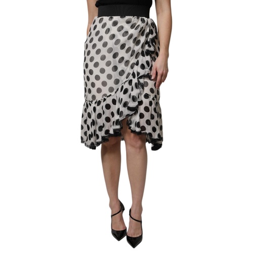 Dolce & Gabbana Women's White Black Polka Dots Knee Length Skirt - 40 IT - Main Image