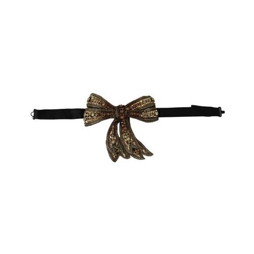 Dolce & Gabbana Gold-Tone Silk Rhinestone Bow Tie One Size Women - Main Image