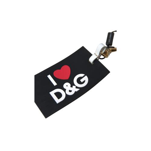 Dolce & Gabbana Women's Black Silicone DG Logo Gold Brass Keychain - One Size - Main Image