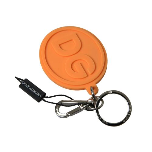 Dolce & Gabbana Women's Orange Rubber DG Logo Gold Brass Metal Keychain - One Size - Main Image