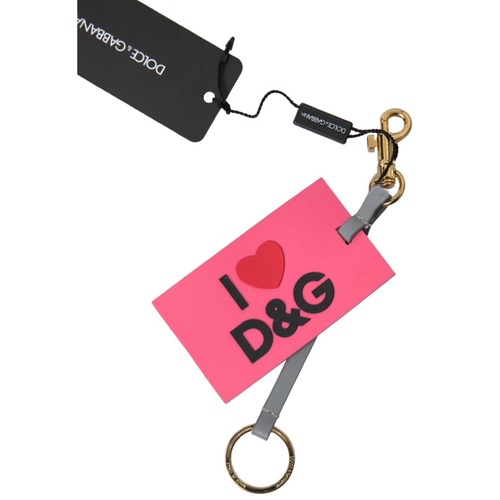 Dolce & Gabbana Women's Pink Silicone DG Logo Gold Brass Keyring  Keychain - One Size - Main Image