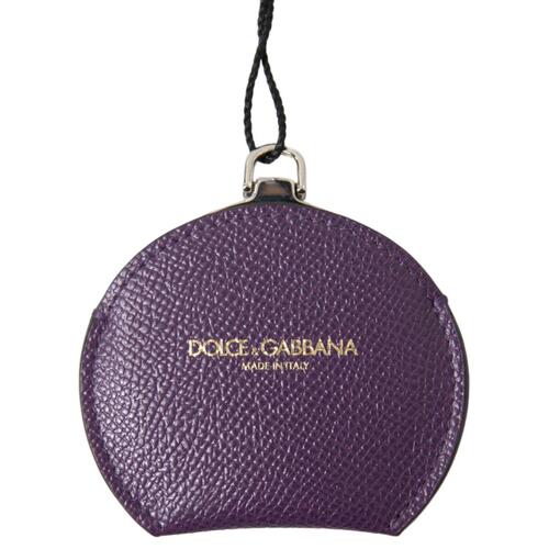 Dolce & Gabbana Women's Purple Calfskin Leather Round Hand Mirror Holder - One Size - Main Image