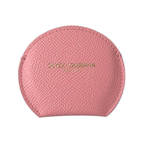 Dolce & Gabbana Women's Pink Calfskin Leather Round Mirror Holder - One Size - Main Image