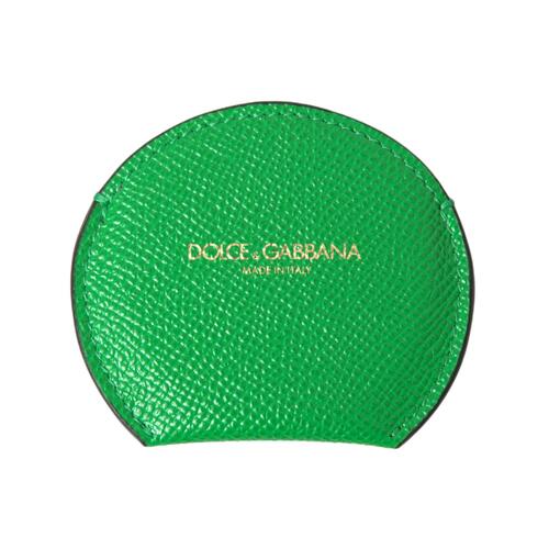 Dolce & Gabbana Women's Green Calfskin Leather Round Logo Hand Mirror Holder - One Size - Main Image