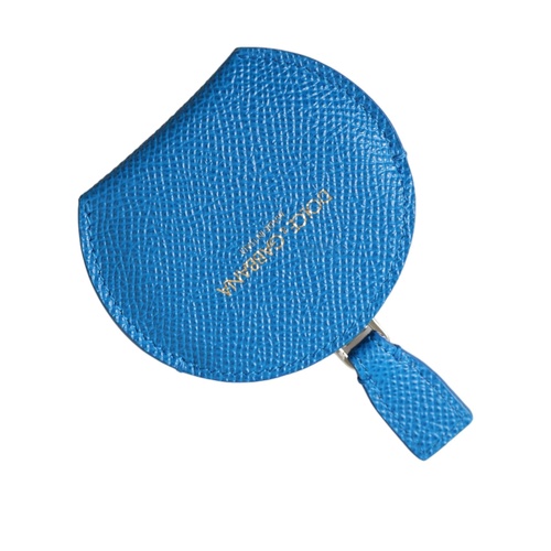 Dolce & Gabbana Women's Blue Calfskin Leather Round Logo Hand Mirror Holder - One Size - Main Image