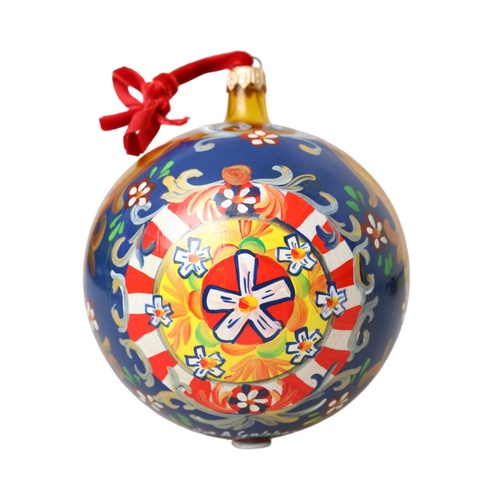 Dolce & Gabbana Women's Gold Tone Carretto Print Round Ornat Christmas Ball - One Size - Main Image